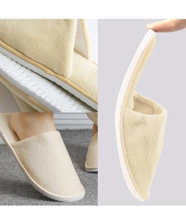 EQLEF Foldable Slip-Resistant Hotelslippers | Portable Bathroom & Spa Slippers for Men & Women - Beige (L/XL) - Buy Online on GoSupps.com