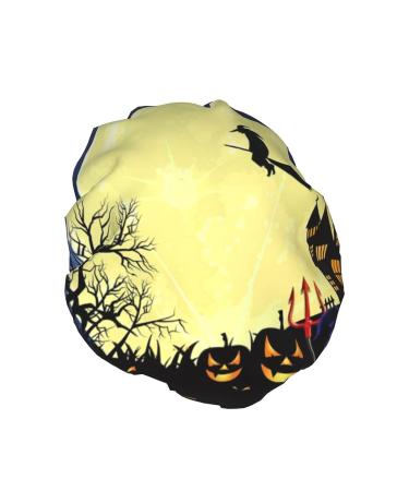 Halloween Moon Pumpkin Printed Shower Cap - Waterproof, Fits All Head Sizes and Hair Textures - Buy Online on GoSupps.com