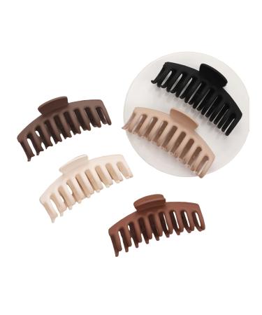Verdusa Women's 5 Pack Hair Claw Large Hair Clips Accessories Brown One Size