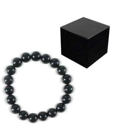 Healing Crystal Natural Obsidian Crystal Square 2.6x3cm Ornament and Obsidian Crystal Beads Bracelet for Yoga Reiki Spiritual Meditation Obsidian Set 9