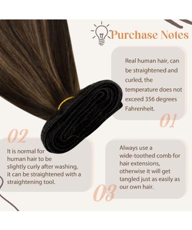 LAAVOO TREEEN Real Hair Extensions 30cm - Darkest Brown Ombre Light Brown Balayage Remy Sew-In 80g #2/8/2 - Buy Online on GoSupps.com