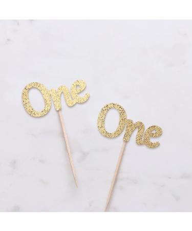 PACK of 24pcs Toppers Gold Number One Toppers First Birthday Cake Toppers and Picks Gold Glitter Cake Decorating Toppers One Year Cupcake Topper Decorations Birthday Cake Toppers - Buy Online on GoSupps.com