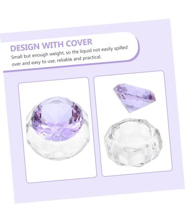 Healeved Nail Art Crystal Cup Crystal Dappen Dish Glass Terrarium with Lid Glass Dappen Dish Manicure Dish Bowl Manicure Art Dish Nail Liquid Cup Accessories With Cover White Crystal Purple - Buy Online on GoSupps.com