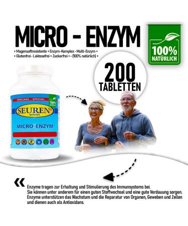 Seuren Nutrients Micro enzyme - Gastroke - resistan - Enzyme complex Multi-enzyme Gluten -free Lactose - free Sugar - 200 tablets - Buy Online on GoSupps.com