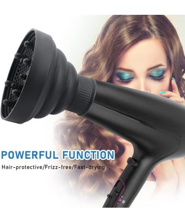 Universal Foldable Hair Diffuser | Silicone Adaptable Hair Dryer Accessory for All Hair Dryers - Black - Buy Online on GoSupps.com