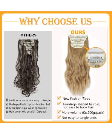 Clip-In Ombre Blonde Hair Extensions - Affordable Synthetic Double Weft 50cm 200g - Realistic Braid & Hair Part for Women - Buy Online on GoSupps.com