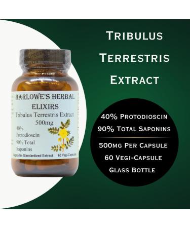 Barlowe's Herbal Elixirs Tribulus Terrestris Extract | 40% Protodioscin & 90% Total Saponins | 500mg Per Capsule | 60 Veggie Capsules | Glass Bottle - Buy Online on GoSupps.com