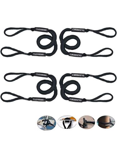 Pack of 4 Bungee Dock Lines for Boat Shock Absorb Dock Tie Mooring Rope Boat Accessories 4-5.5 ft Black