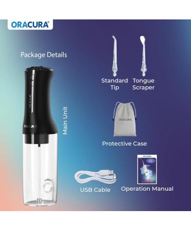 ORACURA Water Dental Flosser - Portable 4 Modes Oral Irrigator IPX7 Waterproof 300ml Tank 2 Jet Tips | Travel-Friendly Teeth Cleaner - Buy Online on GoSupps.com