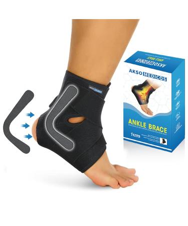 AKSO MEDICOS Ankle Brace for Men & Women Breathable Ankle Support with Adjustable Wrap for Achilles Sprain Injury Recovery Sport Athletic