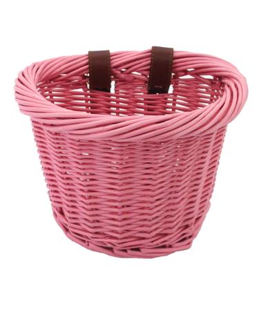 KINGWILLOW Bike Basket, Little Box Made by Willow for Bicycle, Arts and Crafts. Pink