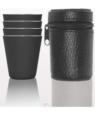 Outdoor SAXX 5-Part Stainless Steel Drinking Cup Set | Metal Schnapps Cups with Leather Bag | Ideal Flat Man Accessories in Black - Buy Online on GoSupps.com