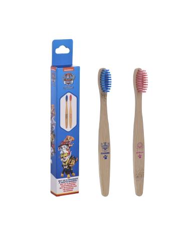 PAW Patrol - Children's toothbrush made of bamboo 2x2er set - gentle for the gums - 100% BPA -free - bamboo toothbrush -environment -friendly manual toothbrush Paw Patrol Toothbrush 2 pieces