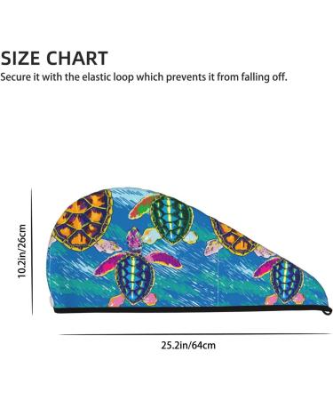 Little Sea Turtles Microfiber Hair Towel - Soft Super Absorbent Hair Wrap for Long Curly & Thick Hair - Quick Dry Coral Velvet - Buy Online on GoSupps.com