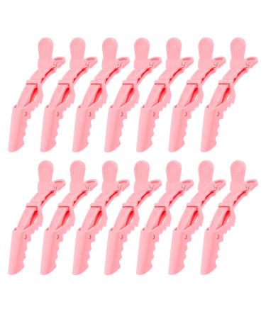 Ondder 14 Pack Pink Alligator Hair Clips for Styling Sectioning Larger Salon Pro Hair Clips for Barber Clips for Hair Coloring Cutting Sectioning Big Gator Cutting Hair Clips Salon Alligator Clips for Hair Hair Stylin...