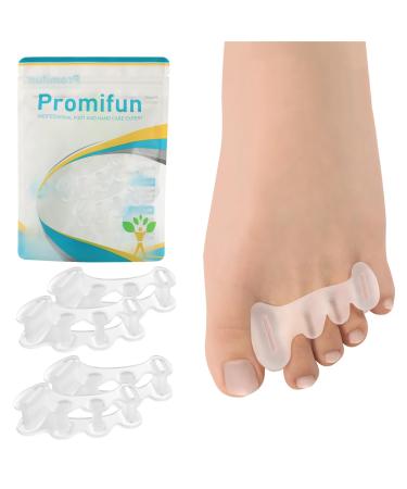 Toe Separators 2 Pairs of Soft Gel Toe Spacers for Correcting Bunions Toe Stretcher for Relieving Plantar Fasciitis Claw Toe Hammertoe Foot Pain in Men and Women (Clear + L) Large(2 Pair)