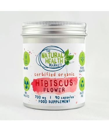 Organic Hibiscus Flower 700mg Capsules - 90 Capsules Tin - Made with 100% Organic Hibiscus Flower