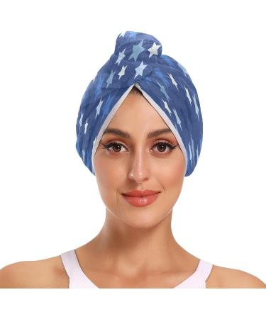 Stars Dry Hair Cap - Quick Drying 2 Piece Towel Set with Button Headband | Super Absorbent & Soft - Buy Online on GoSupps.com