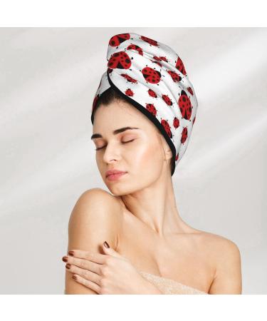 Buy Cute Ladybirds Microfiber Hair Towel - Super Absorbent Coral Velvet Wrap for Long Curly & Thick Hair - Buy Online on GoSupps.com