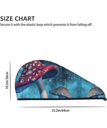 Fantasy Mushrooms Microfiber Hair Towel | Super Absorbent Coral Velvet Wrap for Long Curly & Thick Hair - Buy Online on GoSupps.com