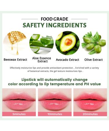 6Pcs Aloe Vera Tinted Lip Balms PH Lip Color Changing Lipstick Set - Long Lasting Korean Mood Lip Tint Gloss for Women & Girls - Buy Online on GoSupps.com