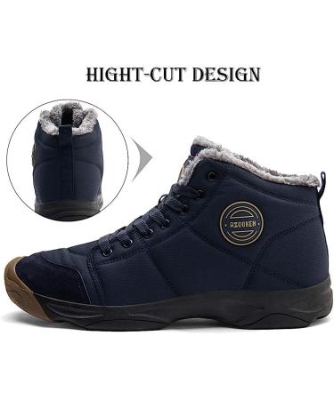 UPSOLO Men's Winter Snow Boots - Water Resistant, Anti-Slip, Fully Fur Lined Hiking Boot - Navy Blue (Size 11) - Buy Online on GoSupps.com