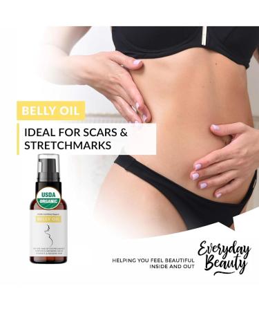 Organic Belly Oil | USDA Certified Organic Body Oil for Scars Stretchmarks & Pregnancy | 1 Fl Oz Glass Dropper - Buy Online on GoSupps.com