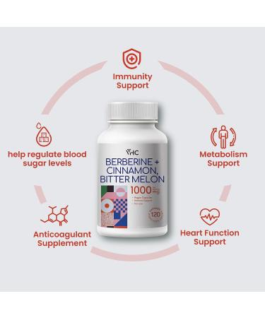 Berberine 1000mg Supplement with Ceylon Cinnamon & Bitter Melon - 120 Veg Capsules - Made in USA - Buy Online on GoSupps.com