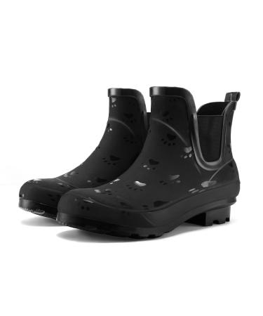 K KomForme Women's Ankle Rubber Rain Boots Waterproof Short Garden shoes 9-9.5 Cat Claw