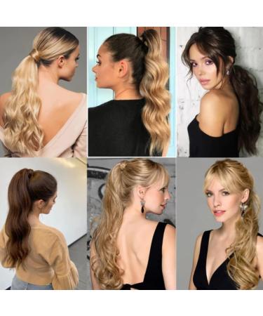 Wavy Ponytail Extension 23 Inch Synthetic Natural Curly Hairpiece Wrap Around Hair Extensions for Women Daily Use Blonde Wavy Hair Extensions - Buy Online on GoSupps.com