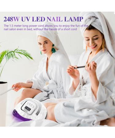 248W UV LED Nail Lamp - Upgrade 60 Led Beads, LCD Display, Auto Sensor, 4 Timer Settings - Professional Gel Curing Lamp for Home Salon - White - Buy Online on GoSupps.com