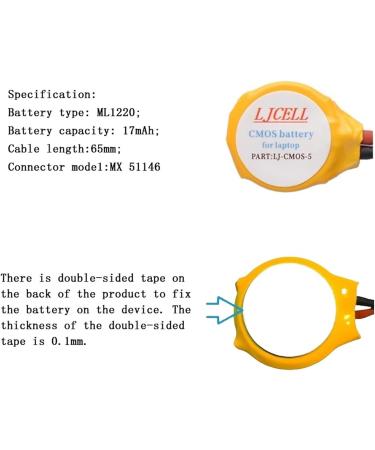 CMOS ML1220 Battery for DELL XPS 13/15 | BIOS RTC Battery with 2 Wire Cable & Connector | 1-Pack Compatible with 9343 9350 9360 9365 - Buy Online on GoSupps.com