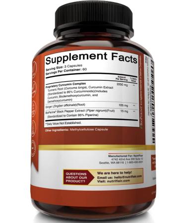 Turmeric Curcumin with Ginger, BioPerine & Black Pepper Supplement - 100% Natural Anti-Inflammatory Antioxidant - 180 Capsules, Non-GMO Vegan Formula with Maximum Potency - Buy Online on GoSupps.com