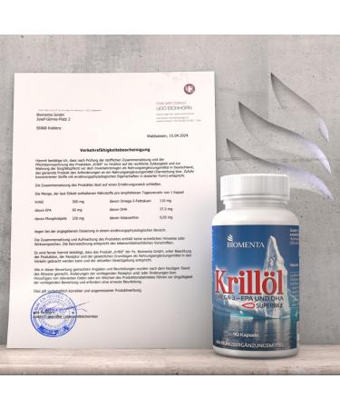 Buy Biomenta Krill Oil - 90 Antarctic Superba Capsules | Omega 3 EPA DHA Phospholipids Astaxanthin - Premium Quality | International Shipping - Buy Online on GoSupps.com