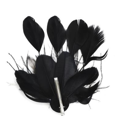 1920s Flapper Black Feather Headpiece Hair Clip Pin Crystal Roaring 20s Feather Hair Clip Gatsby Party Prom Hair Jewelry for Women and Girls Wedding Party Costume - Buy Online on GoSupps.com