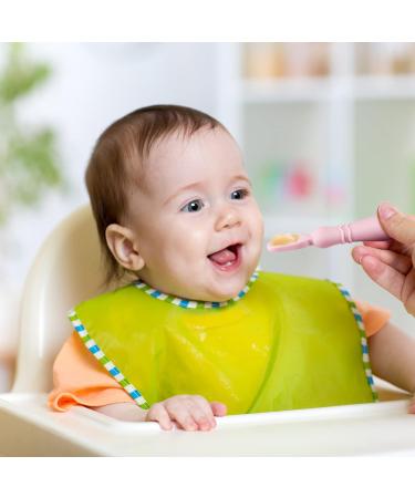 Vicloon Baby Fork and Spoon Set - 2Pcs Silicone Weaning Spoon for Self Feeding - Easy Grip Toddler Cutlery Kit - Soft Infant Utensils (Pink) - Buy Online on GoSupps.com