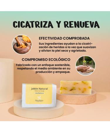  Decolores Decolores | Natural Calendula Soap | 100g | Solid Soap | Natural and Handmade Soaps | Facial and Body Use | Nourishing | Softens Your Skin | Regenerative and Healing Power - Buy Online on GoSupps.com
