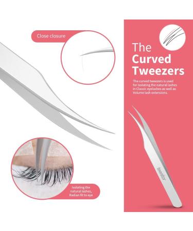 Teenitor 2-Piece Professional Stainless Steel Eyelash Extension Tweezers Set Dolphin-Shaped & Curved Pointed Tips for Precision Nipping - Buy Online on GoSupps.com