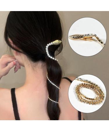 Rhinestones Snake Hair Chains Punk Crystal Tassel Hair Clip Chains Decorative Hairpin Headpiece for Women SET2 - Buy Online on GoSupps.com