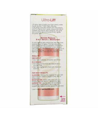 Garnier Ultra-Lift 2-In-1 Wrinkle Reducer Serum And Moisturizer For Wrinkles And Firming 1.7 Fluid Ounce (Pack of 3) - Buy Online on GoSupps.com