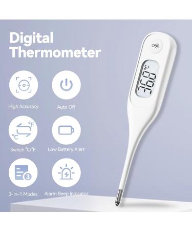Berrcom Digital Thermometer - Oral Thermometer for Adults, Kids, and Babies with Fever Alarm - Precise Temperature Measurement - Buy Online on GoSupps.com
