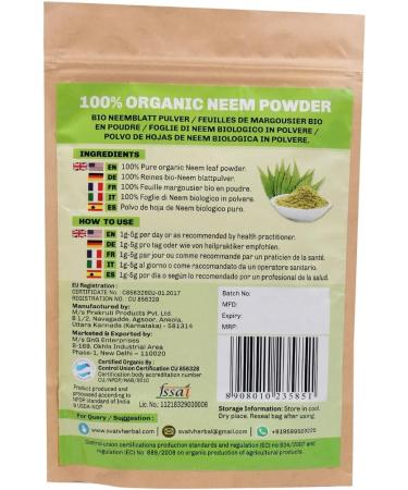 SVATV Organic Neem Powder 8oz - USDA Certified | Ayurvedic Neem Leaf Powder for Healthy Skin, Hair & Detox - Buy Online on GoSupps.com