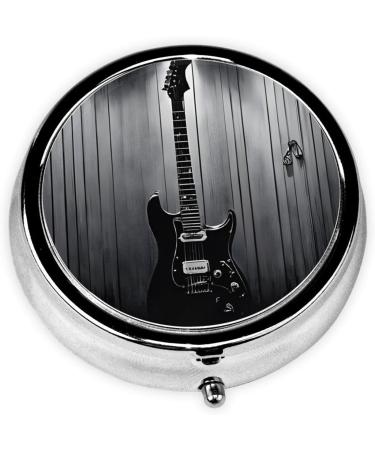 Electric Guitar Mini Round Pill Box - 3 Compartment Portable Medicine Organizer for Travel Home & Office - Buy Online on GoSupps.com