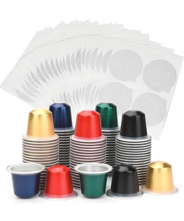 Capsules de Caf Vides en Aluminium Rechargeables Compatibles avec Les Dosettes de Caf pour Pr parer Vos Propres Tasses et Filtres (100 Dosettes + 100 Couvercles)