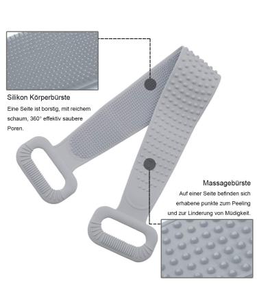 Extra Long Silicone Back Brush - 90cm Durable Shower Scrubber for Deep Clean | Soft & Effective Body Brush for Men & Women (Gray) - Buy Online on GoSupps.com