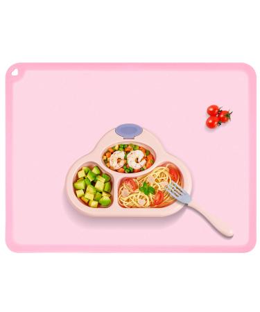 Silicone Kids Placemat  Non-Slip Reusable Placemats for Kids  Baby Dining Food Mat for Children Baby Toddler  Baby Pink