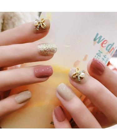 Sethexy Glossy Squoval Short False Nails - Pink Jump Color Acrylic Nail Tips (24 Pieces) for Women & Girls - Buy Online on GoSupps.com