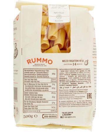 20 x Rummo Mezzi Rigatoni N 51 Slow pasta Pasta processing van harde tarwegries bronzen tekening 500 g - Buy Online on GoSupps.com