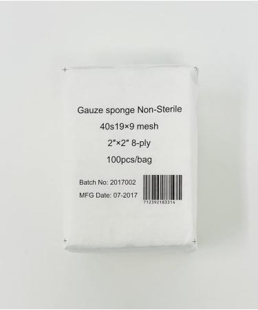 Gauze Surgical Sponges - Non-Sterile 8-Ply Cotton Pads | High-Grade Quality | Box of 100 | All Purpose 2"x2" | International Shipping Available - Buy Online on GoSupps.com