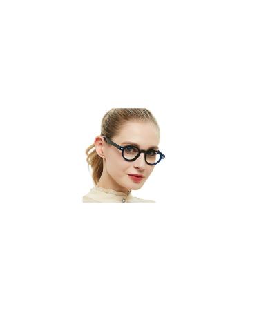 OCCI CHIARI Classic Reading Glasses 3.50 Womens Round Rim Frame Trendy Durable Frames for Ladies 3.5 Blue 3.5 x